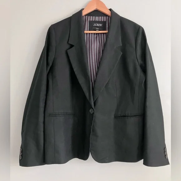 J CREW Parke Black Linen Blend Blazer Size 18 - Picture 2 of 12